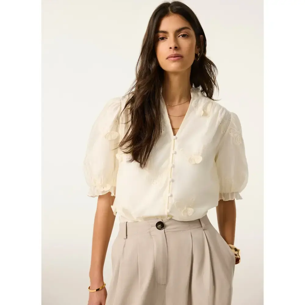 Mint Velvet Cream Butterfly Detail Blouse